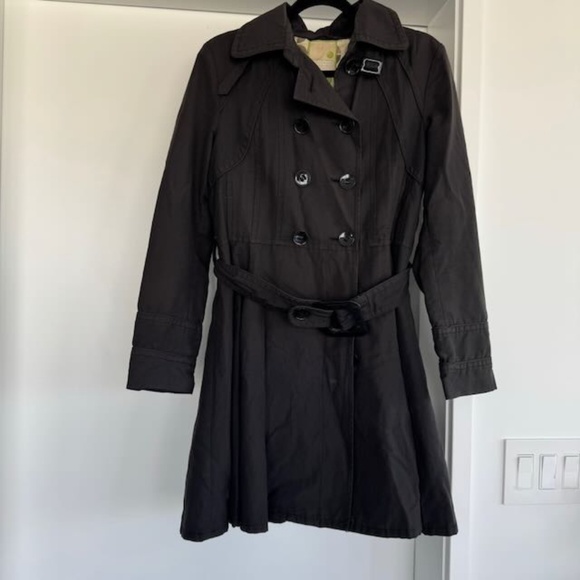 Black Soia & Kyo pleated trench coat pleated/ fit and flare - Picture 4 of 7